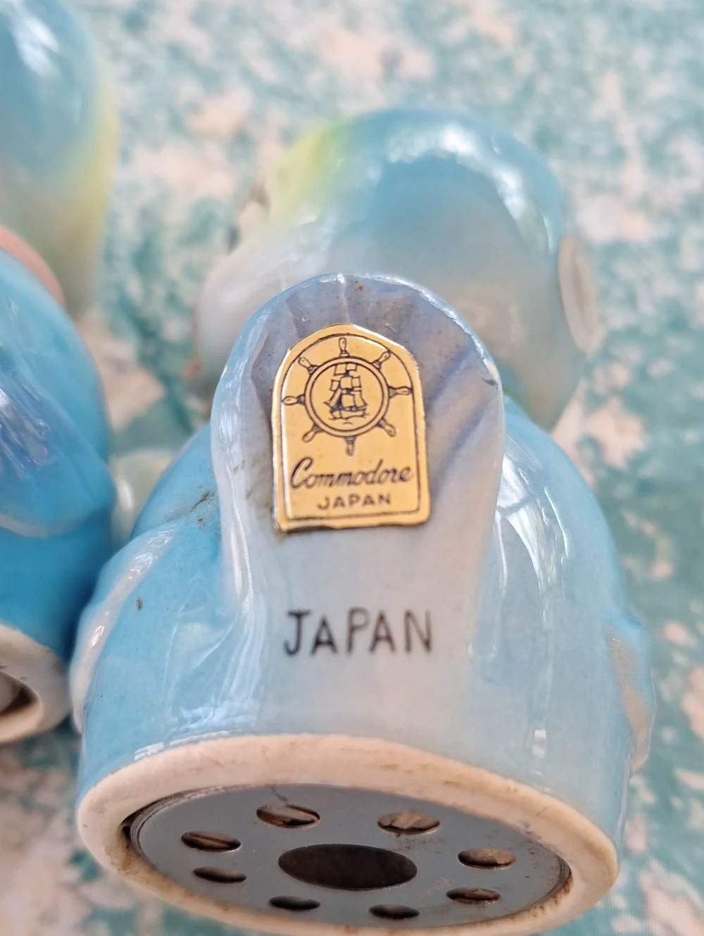 Vintage Pastel Blue Ceramic Bird Salt & Pepper Shakers